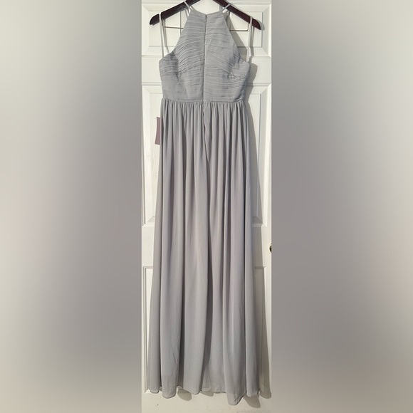 BHLDN Anthro 16 Wedding Madrie Maxi Dress Fog Grey Bridesmaid Halter Chiffon NWT - Picture 7 of 11